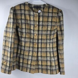Kasper & Company ALS Vintage Plaid Blazer Career Business Jacket Size 14
